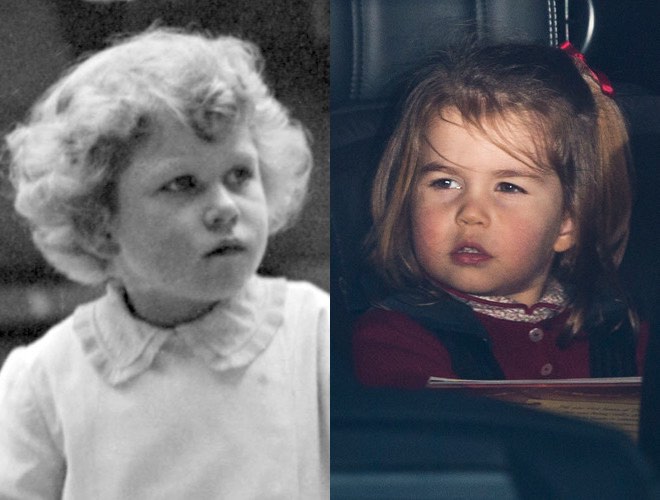 Невероятное сходство: сравнение детских фото принцессы Шарлотты с Елизаветой II