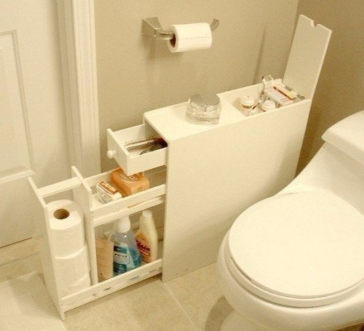 15 любопытных идей компактной системы хранения в туалете