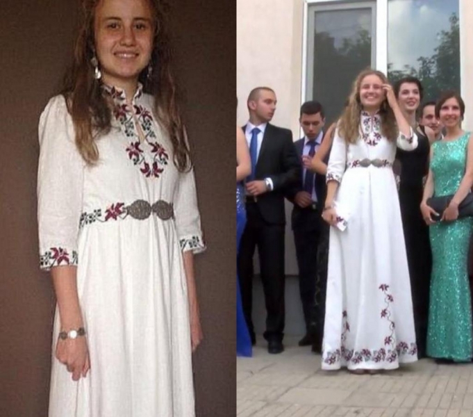 В течение двух месяцев девушка оформляла вышивкой платье на выпускной